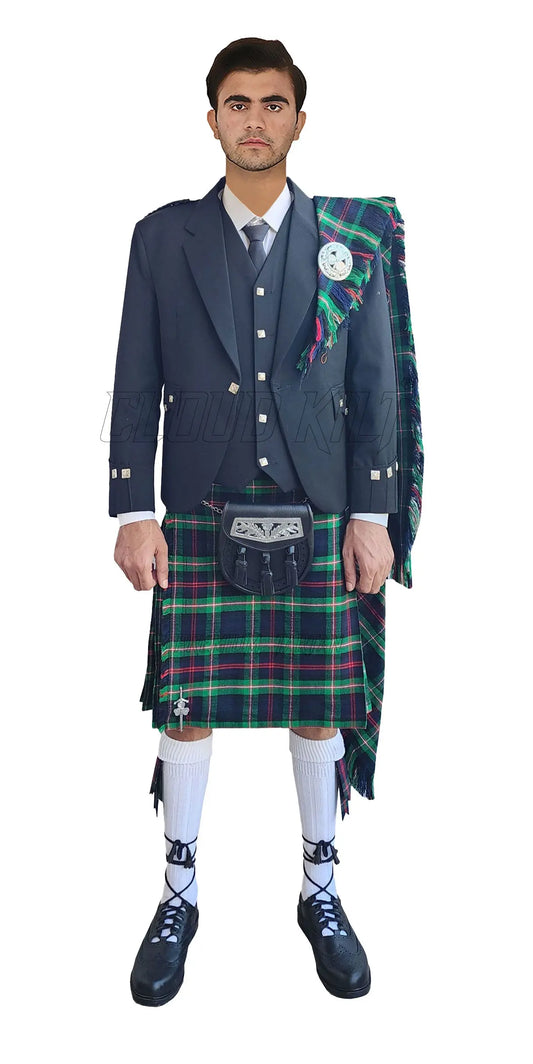 Black Argyll Kilt Outfit With MacKenzie Morgan Tartan Kilt CLOUD KILT