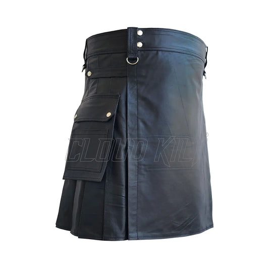 Black Cow Leather Deluxe Utility Kilt CLOUD KILT