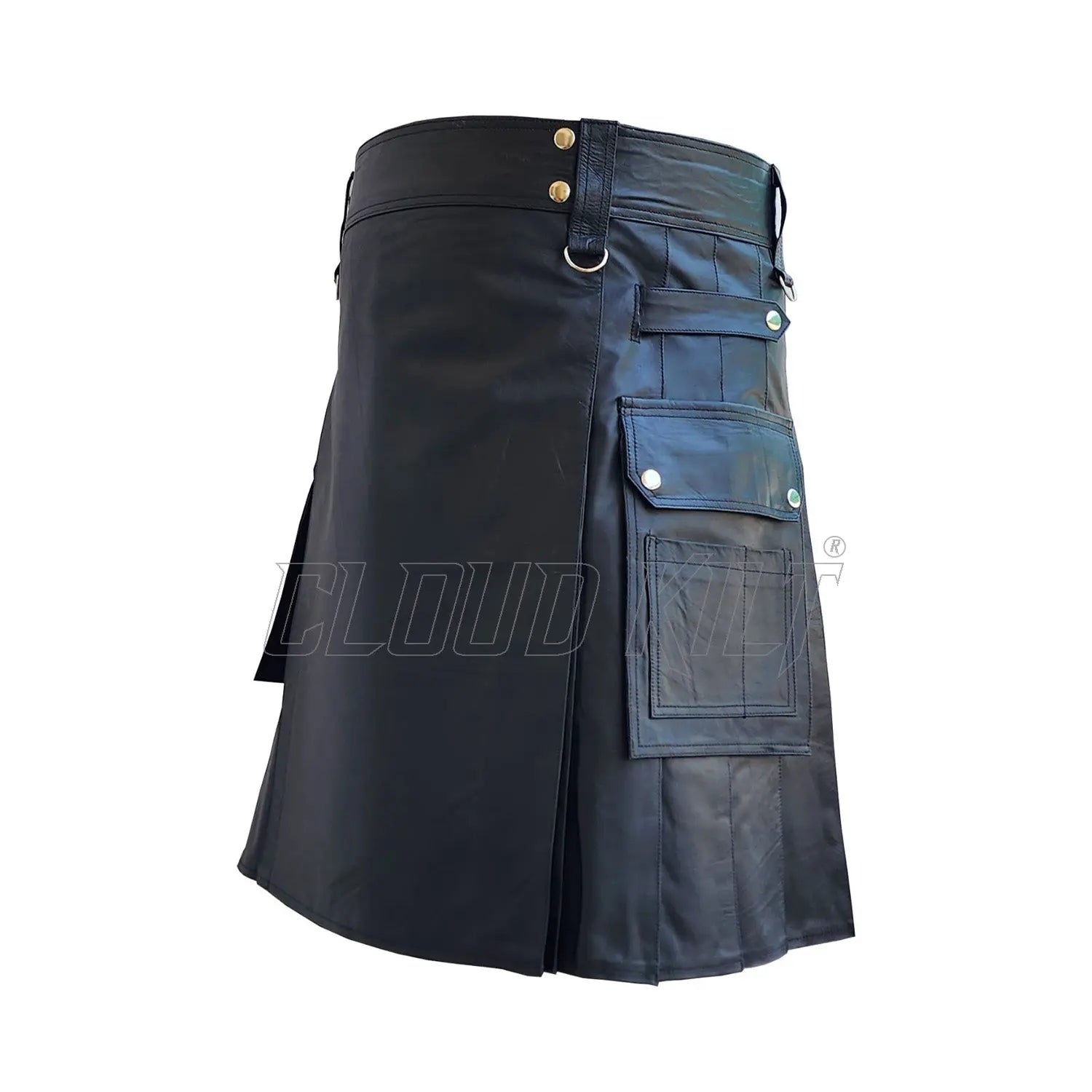 Black Cow Leather Deluxe Utility Kilt CLOUD KILT