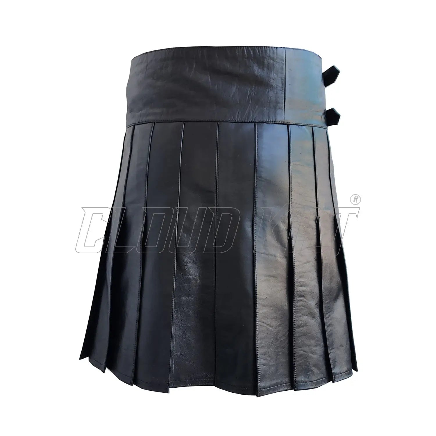 Black Leather Detachable Pocket Utility Fashion Kilt CLOUD KILT