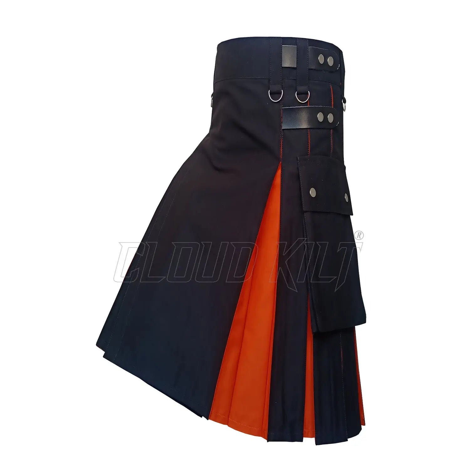 Black & Orange Box Plated Hybrid Utility Kilt CLOUD KILT