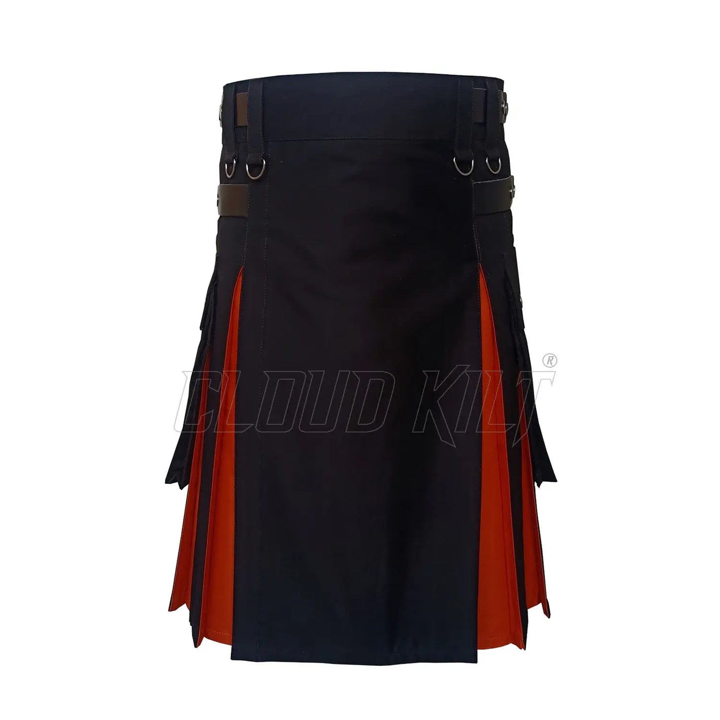 Black & Orange Box Plated Hybrid Utility Kilt CLOUD KILT