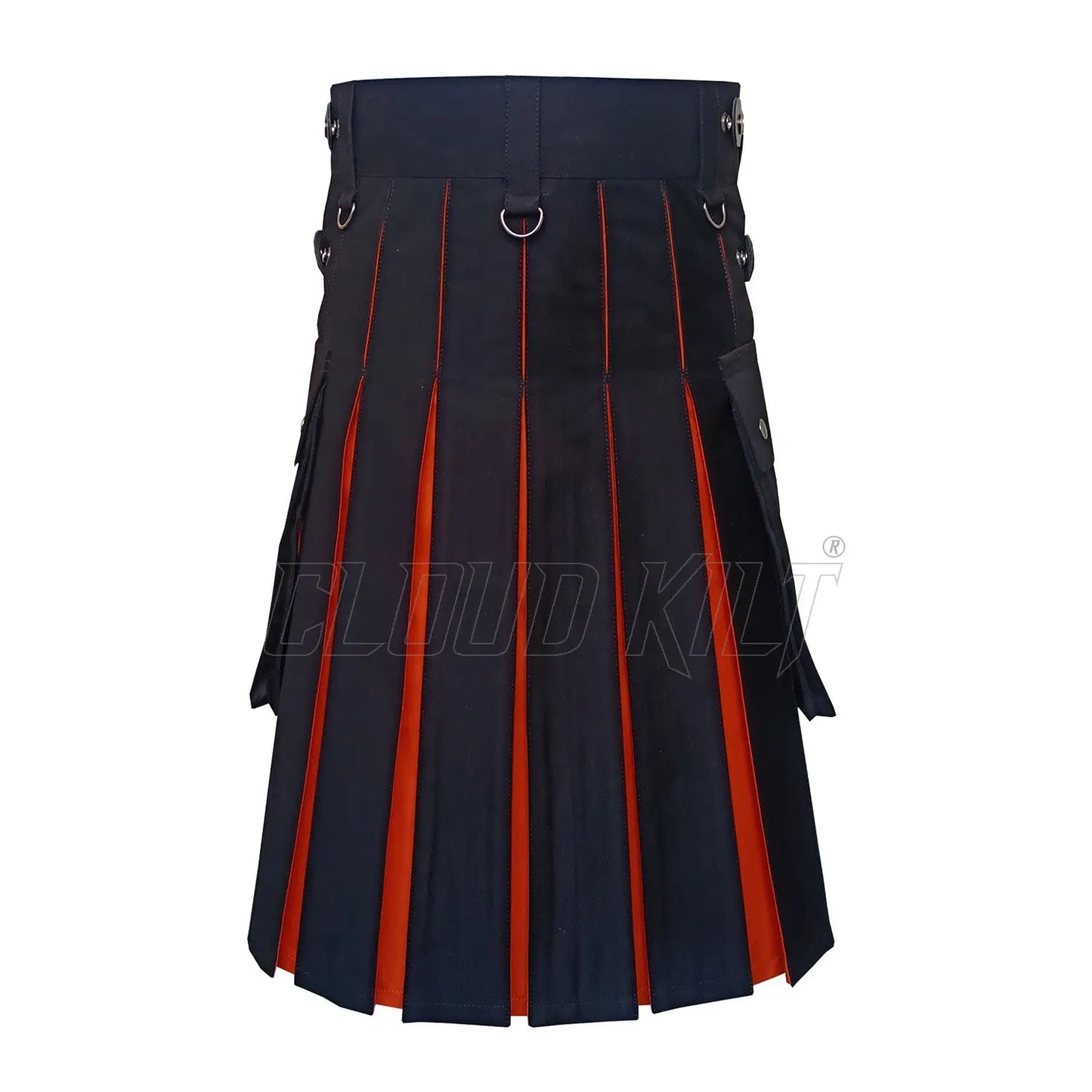 Black & Orange Box Plated Hybrid Utility Kilt CLOUD KILT