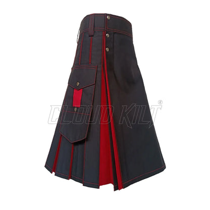 Black and Red Hybrid Utility Kilt CLOUD KILT