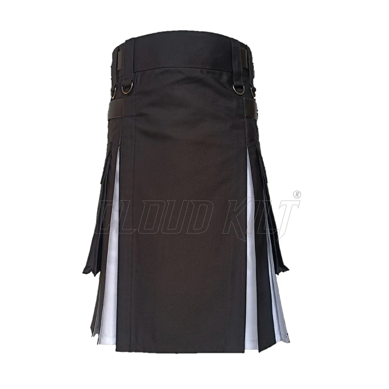 Black and White Hybrid Box Plated Utility Kilt CLOUD KILT