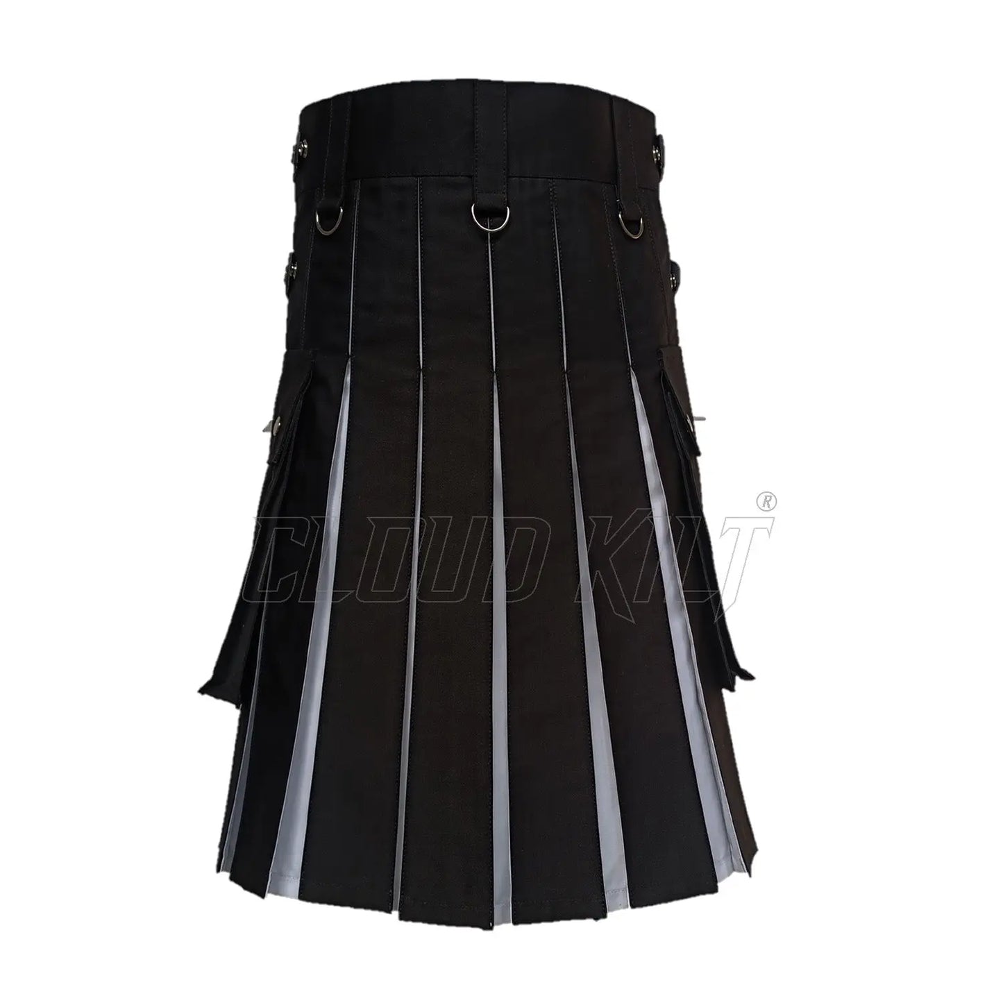 Black and White Hybrid Box Plated Utility Kilt CLOUD KILT