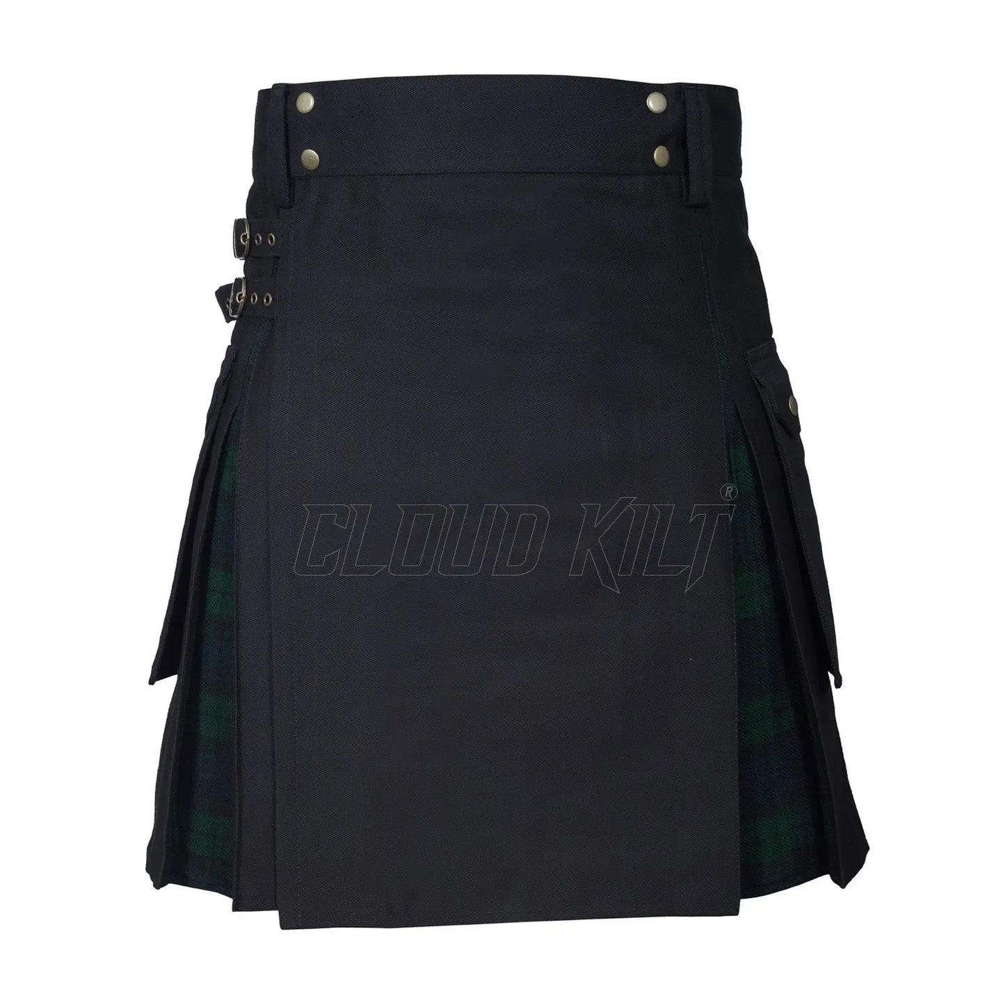 Box Pleated Tartan  Hybrid Black Watch Utility Kilt CLOUD KILT