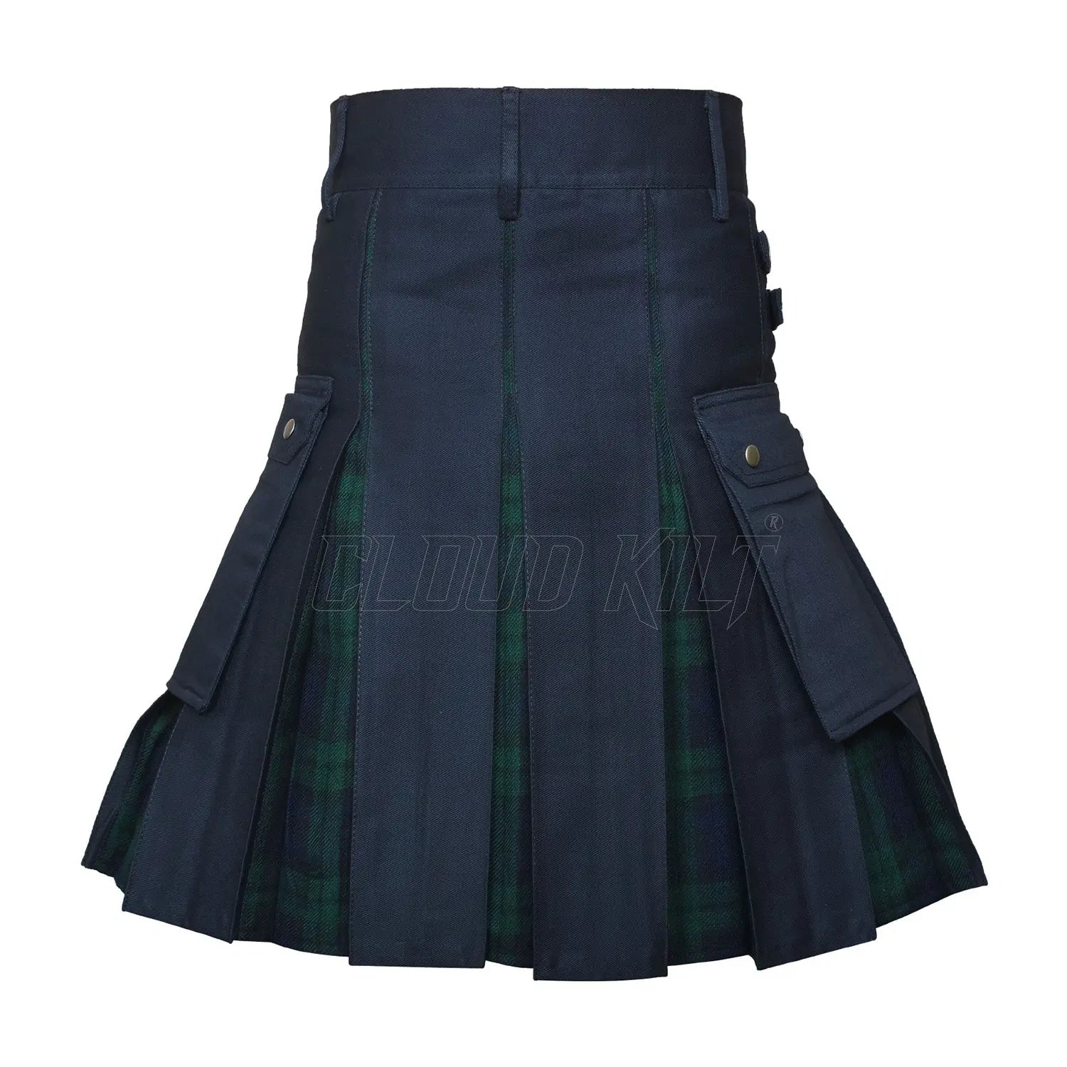 Box Pleated Tartan  Hybrid Black Watch Utility Kilt CLOUD KILT