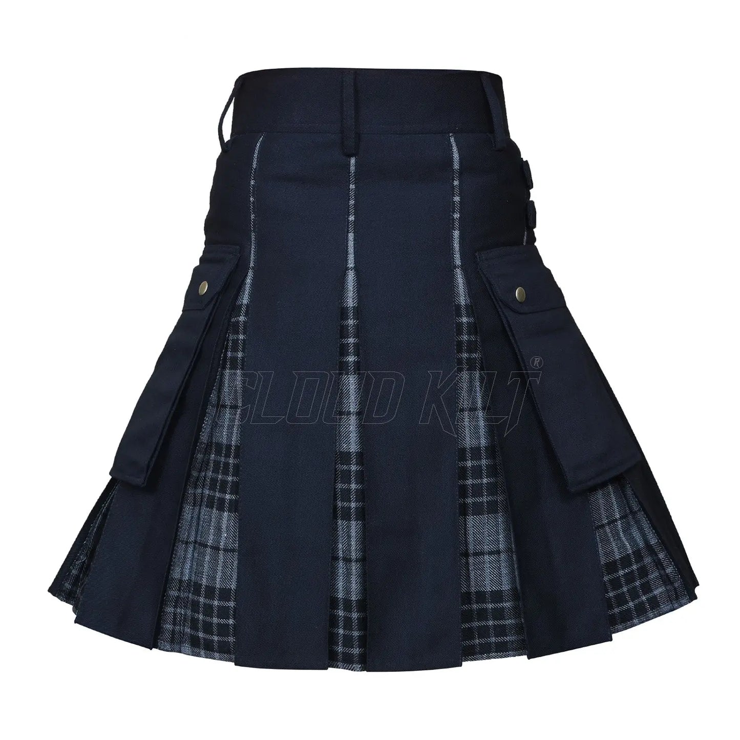 Box Pleated Tartan  Hybrid Grey Watch Utility Kilt CLOUD KILT