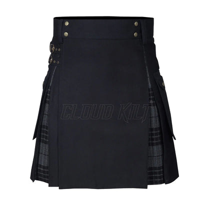 Box Pleated Tartan  Hybrid Grey Watch Utility Kilt CLOUD KILT