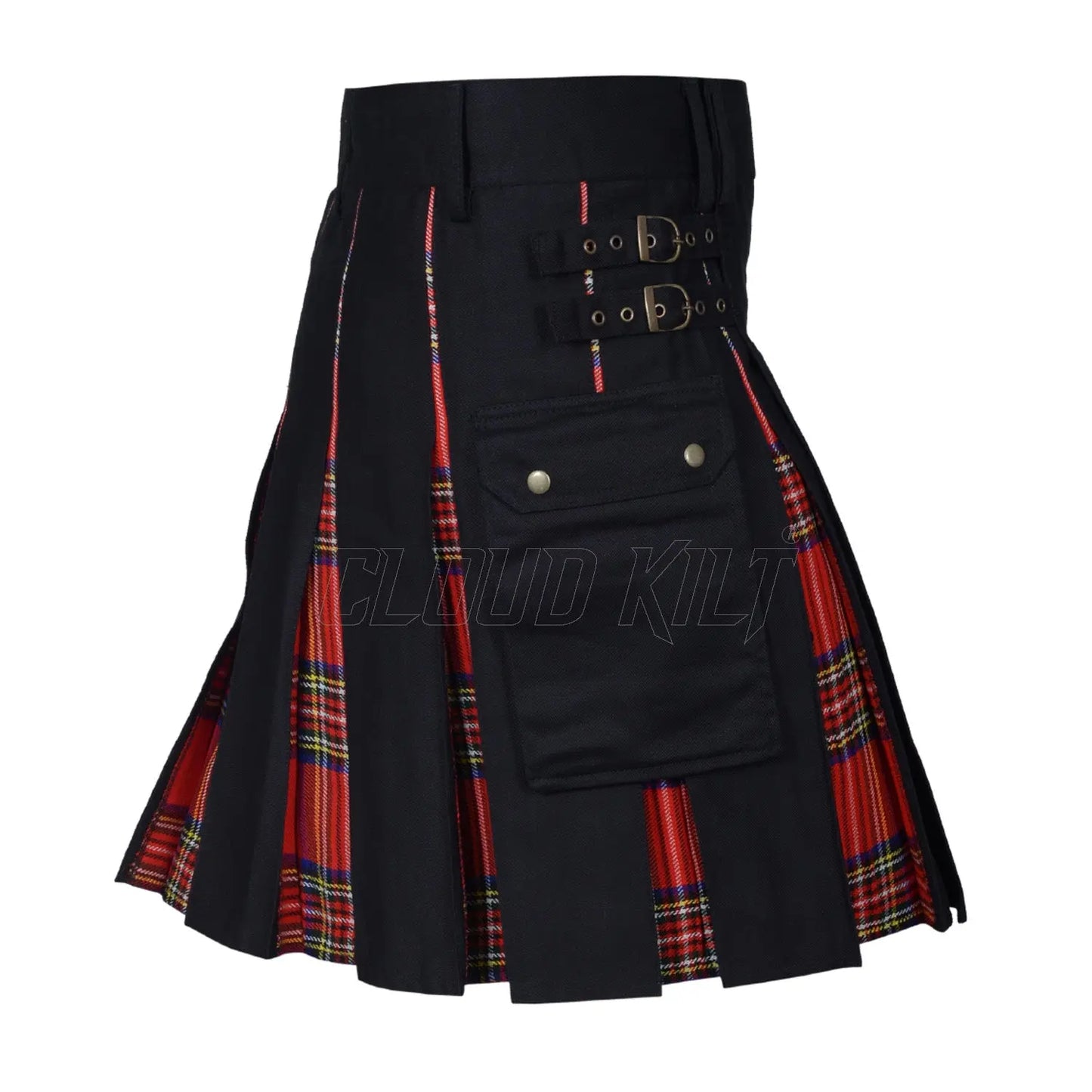 Box Pleated Tartan Hybrid Royal Stewart Utility Kilt CLOUD KILT