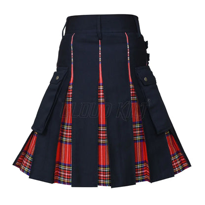 Box Pleated Tartan Hybrid Royal Stewart Utility Kilt CLOUD KILT