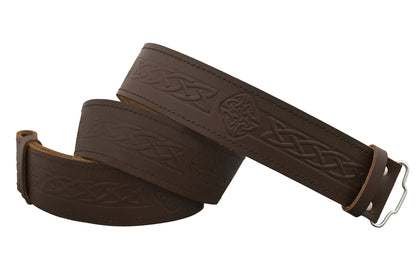 Celtic Swirl Leather Brown Belt CLOUD KILT