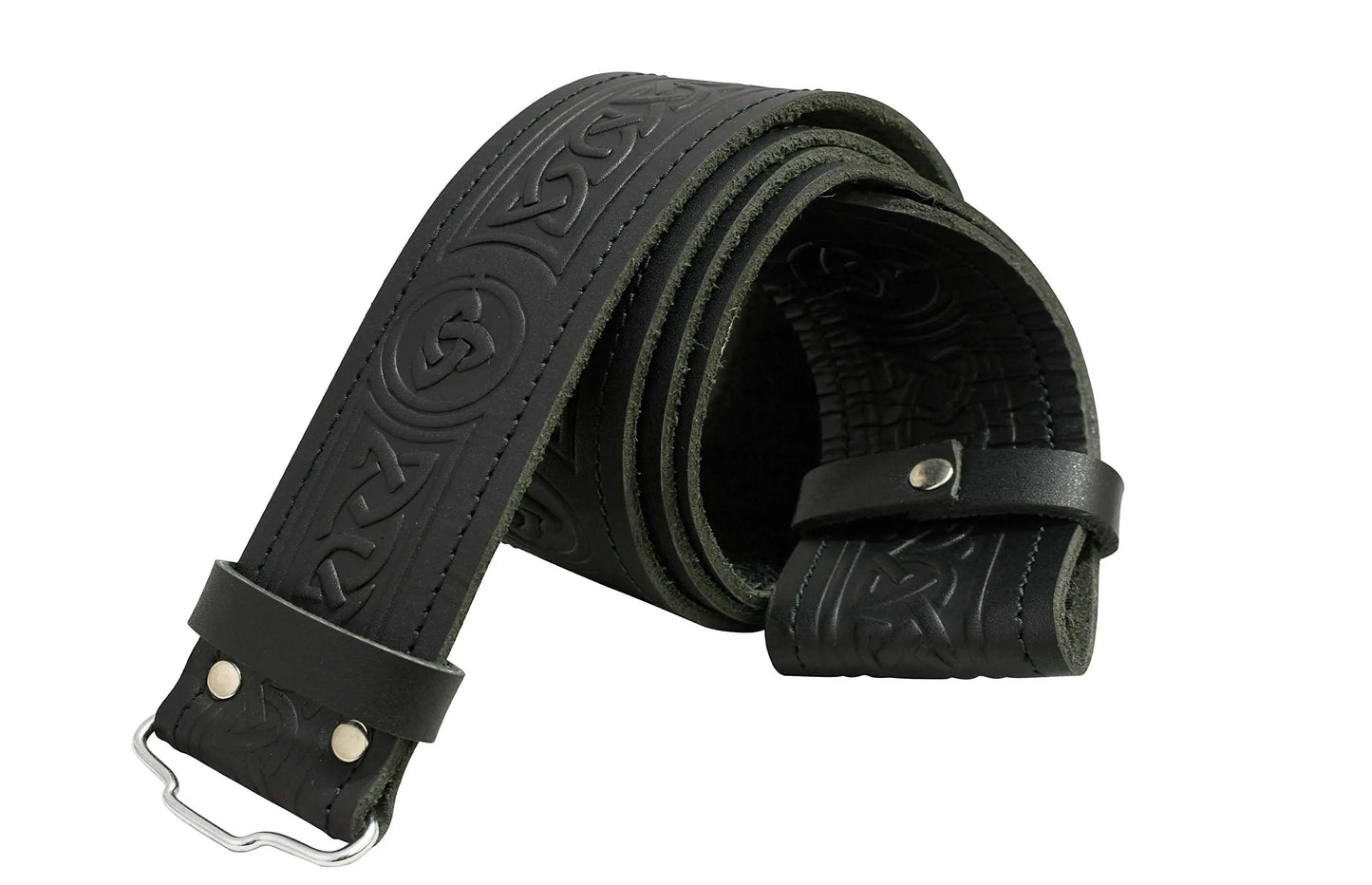 Celtic Twist Black Leather Kilt Belt CLOUD KILT