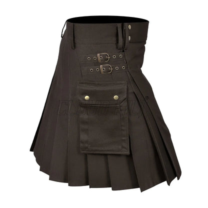 Deluxe Modern Dark Brown Utility Kilt For Men CLOUD KILT