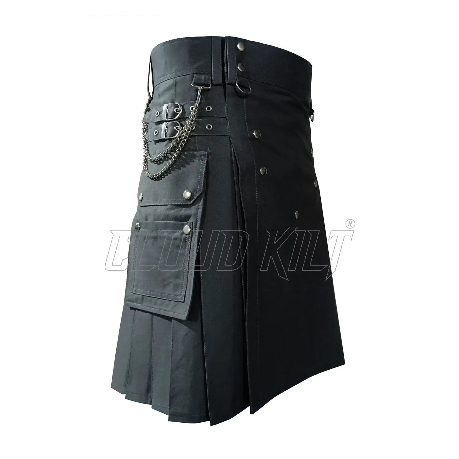 Deluxe Modern Utility Kilt For Men With Chain CLOUD KILT