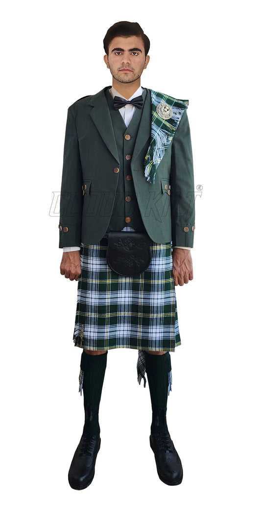 Green Argyll Kilt Outfit With St Patrick Irish Tartan Kilt CLOUD KILT