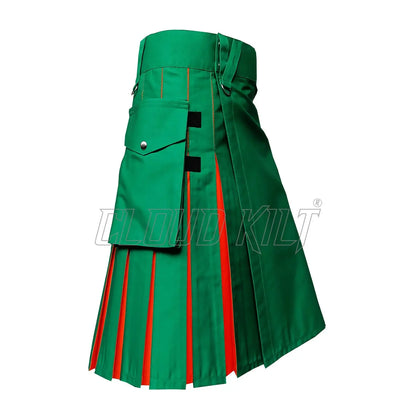 Green With Orange Hybrid Utility Kilt CLOUD KILT