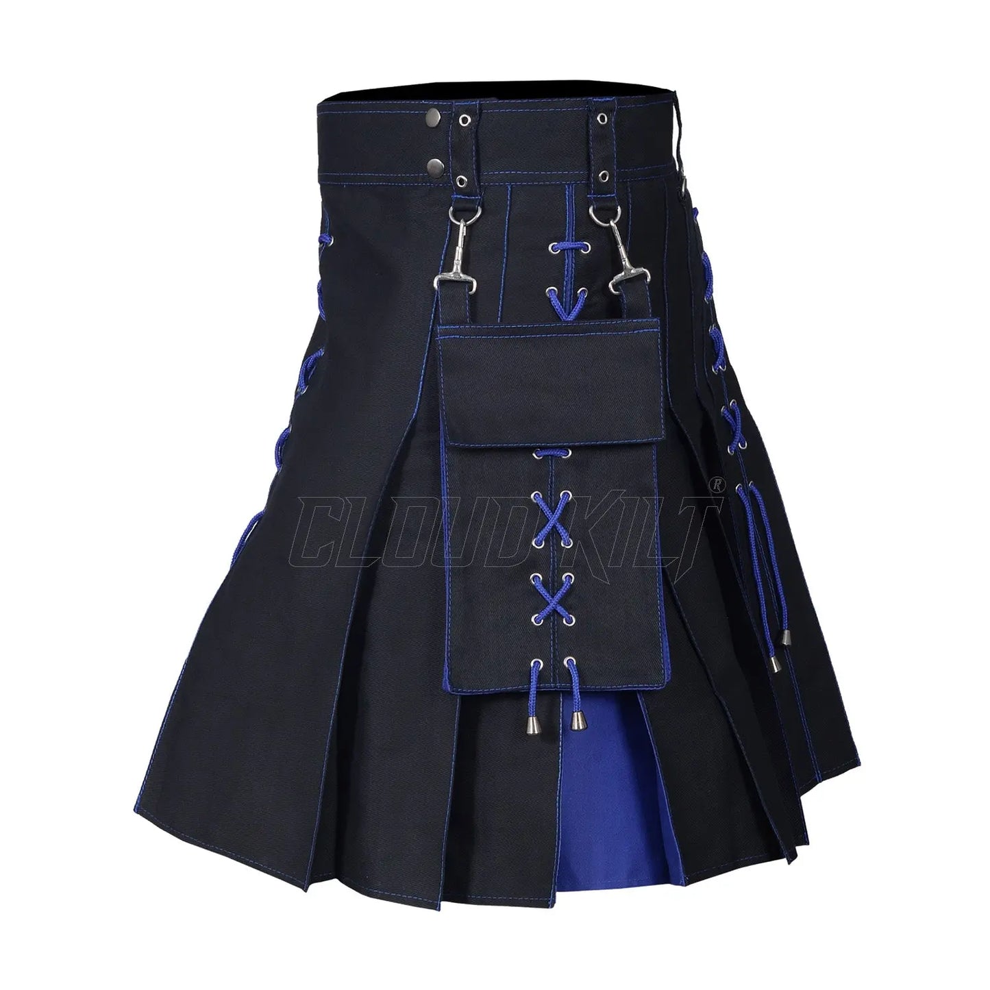 Hybrid Black and Blue Utility Kilt For Men CLOUD KILT