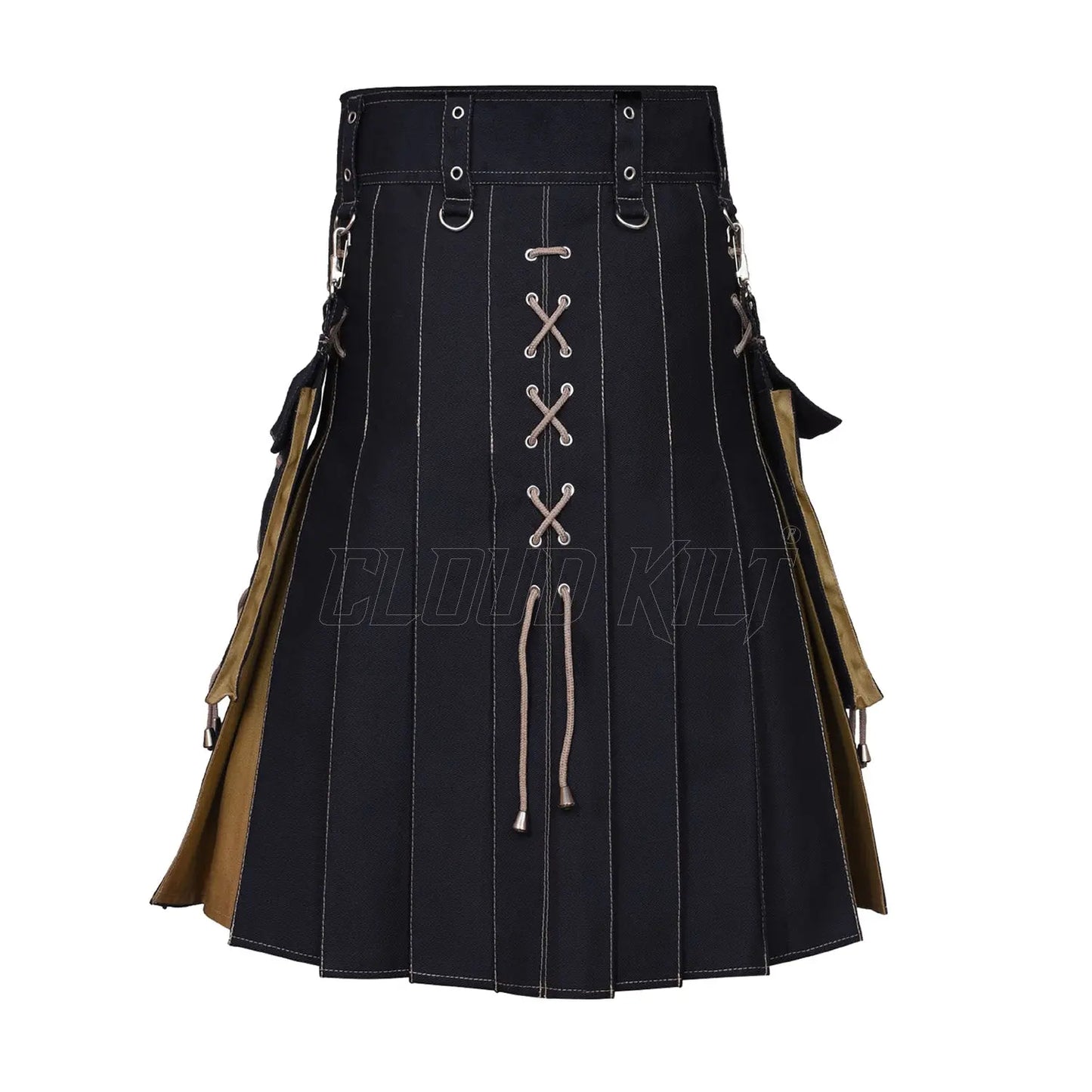 Hybrid Black and Khaki Utility Kilt For Men CLOUD KILT