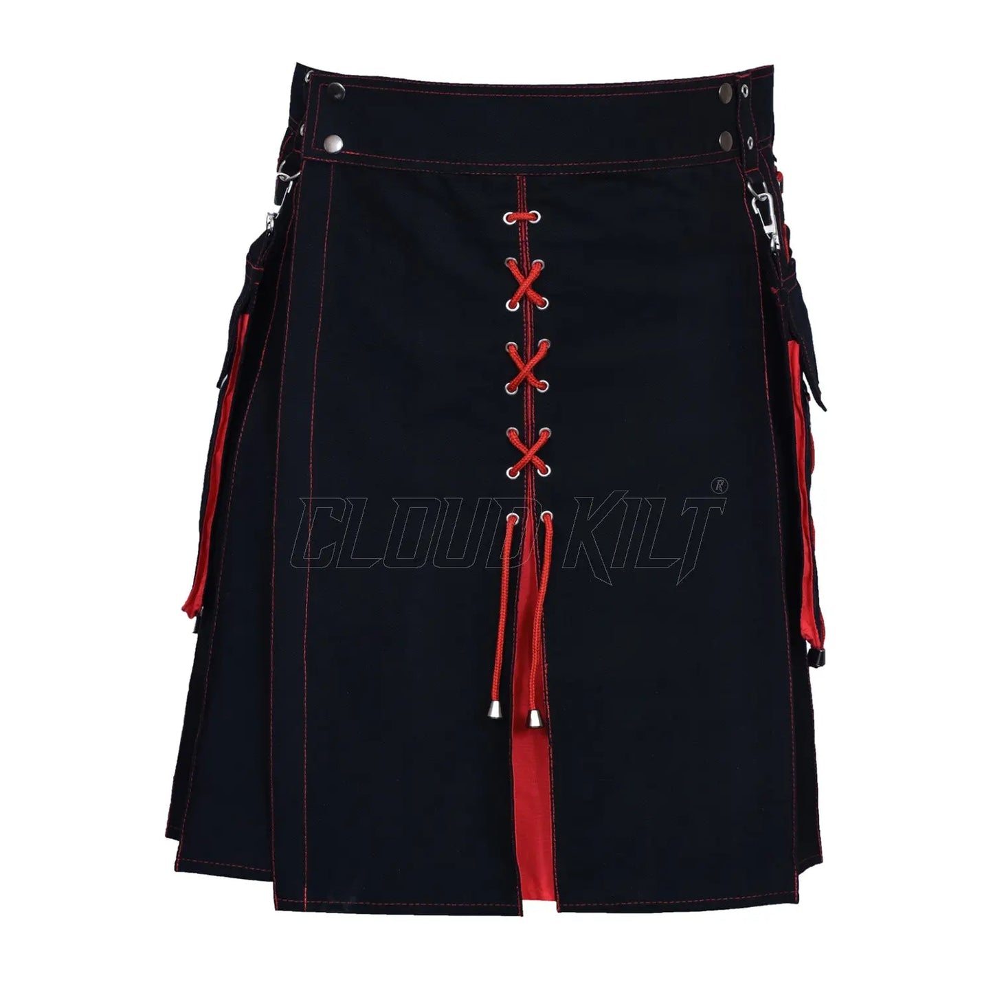 Hybrid Black and Red Utility Kilt For Men CLOUD KILT