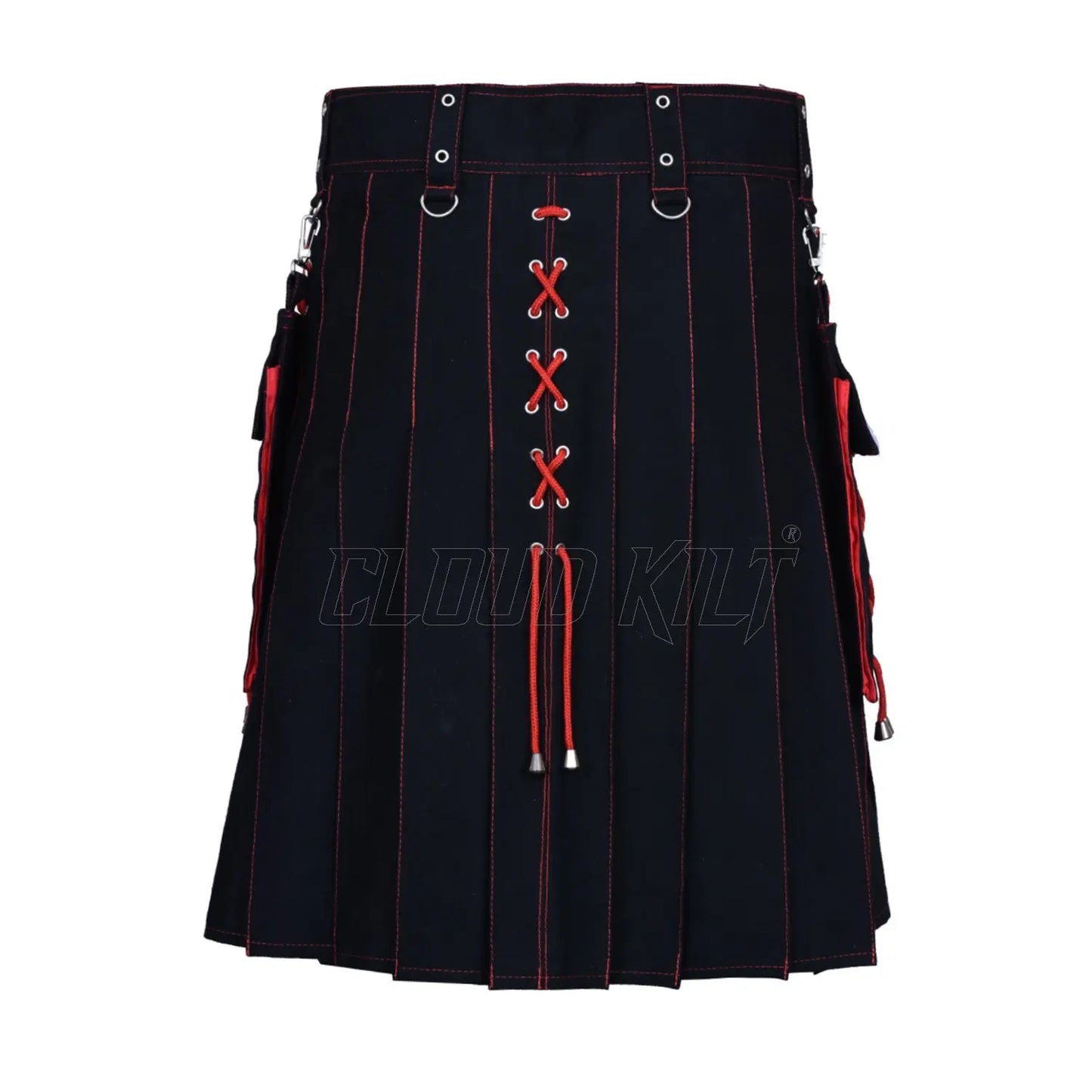 Hybrid Black and Red Utility Kilt For Men CLOUD KILT