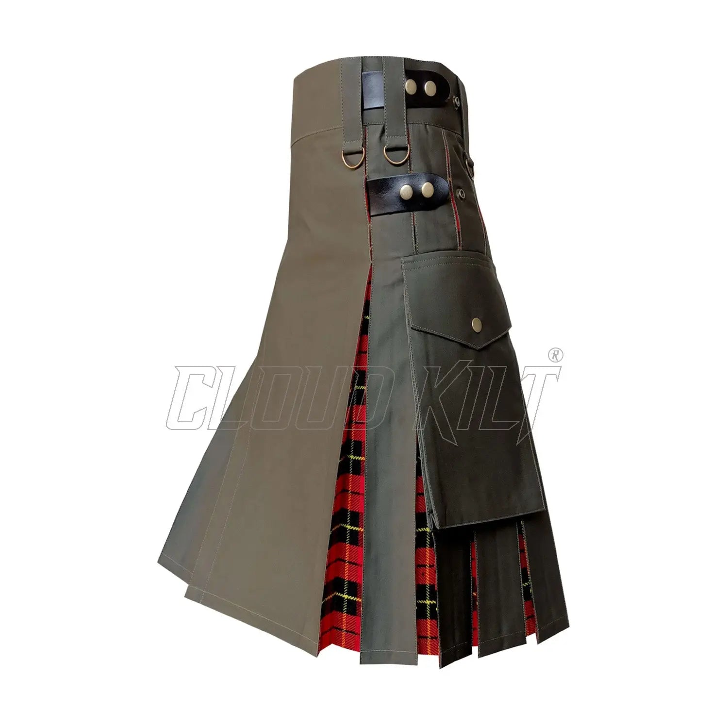 Hybrid Kilt Box Pleated Tartan Utility Kilt CLOUD KILT