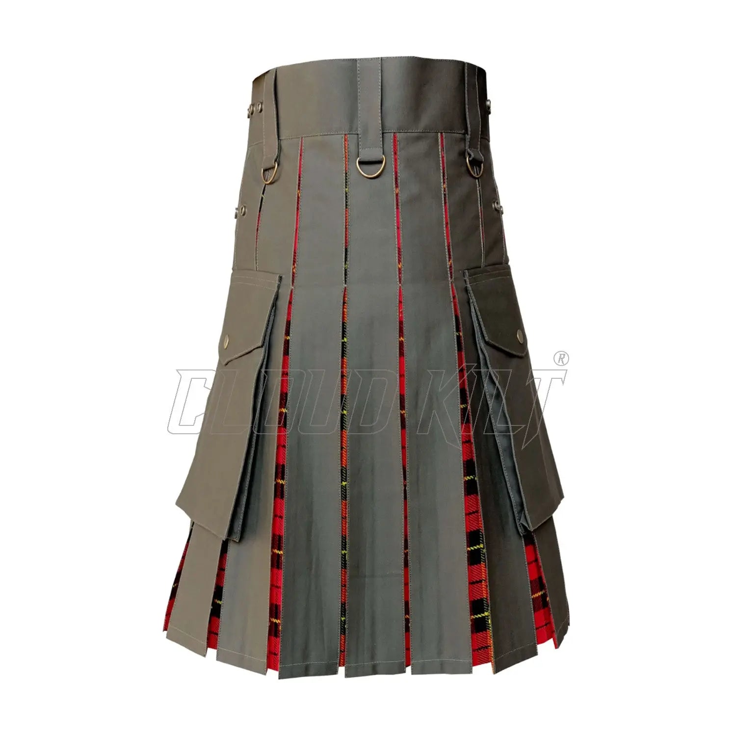 Hybrid Kilt Box Pleated Tartan Utility Kilt CLOUD KILT