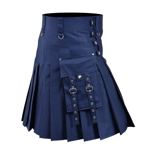 Navy Blue Unique Fashion Utility Kilt For Men CLOUD KILT