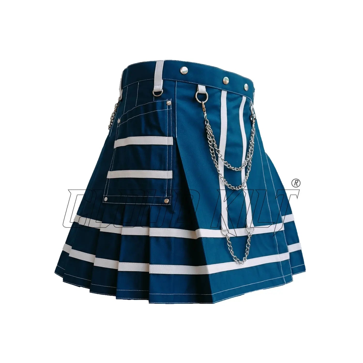 Navy Blue With White Women Utility Fashion Kilt CLOUD KILT