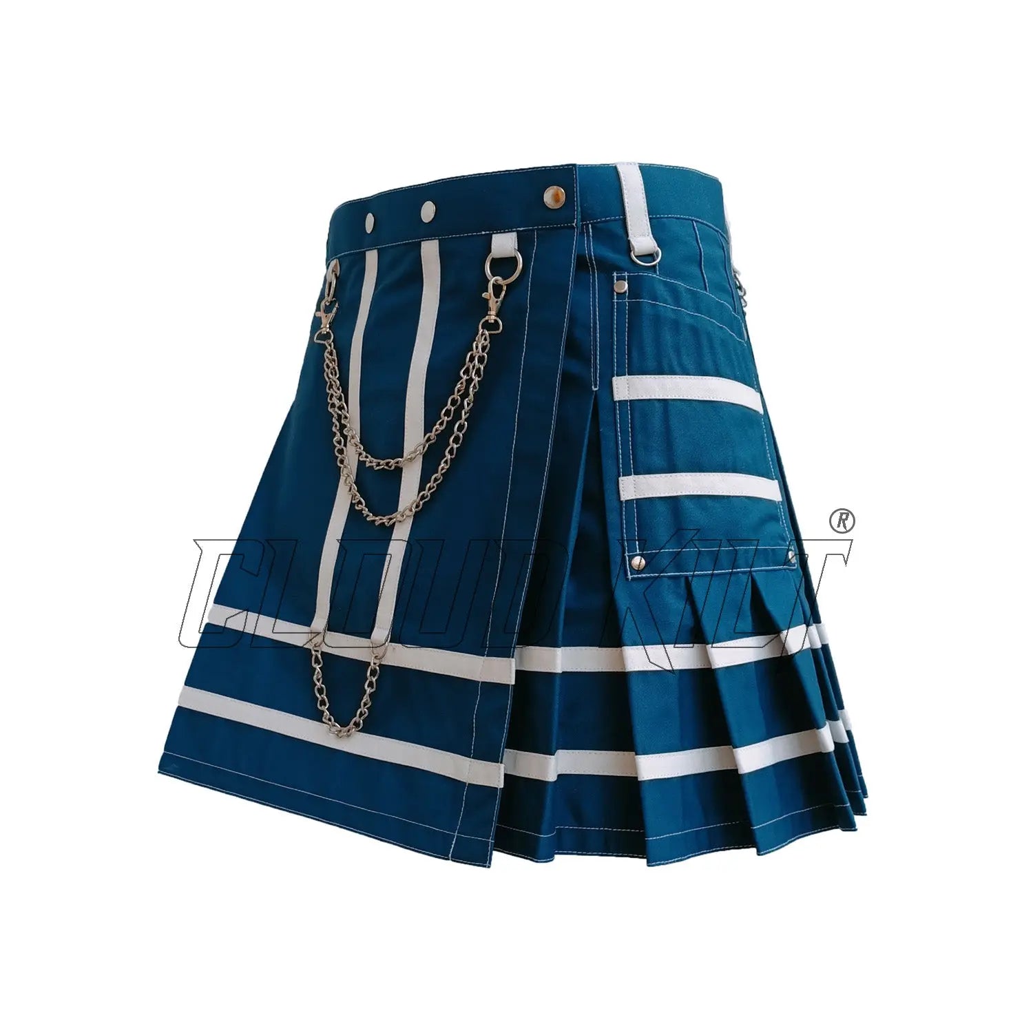 Navy Blue With White Women Utility Fashion Kilt CLOUD KILT