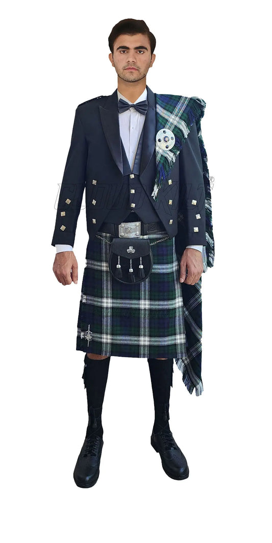 Prince Charlie Kilt Outfit With Black Watch Dress Tartan Kilt CLOUD KILT