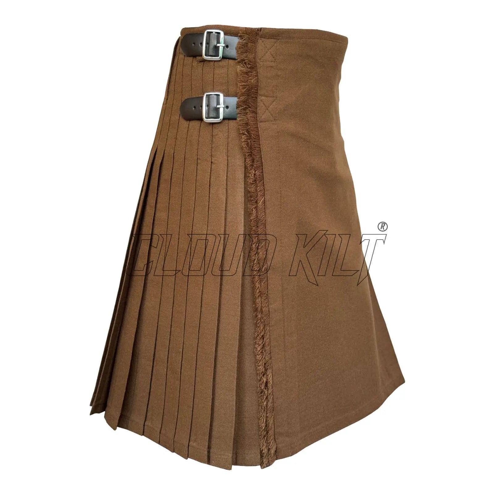 Solid Brown Tartan Utility Kilt For Men CLOUD KILT