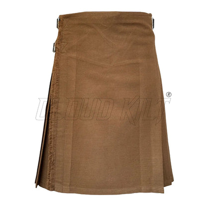 Solid Brown Tartan Utility Kilt For Men CLOUD KILT