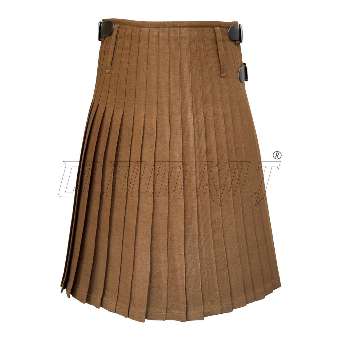 Solid Brown Tartan Utility Kilt For Men CLOUD KILT