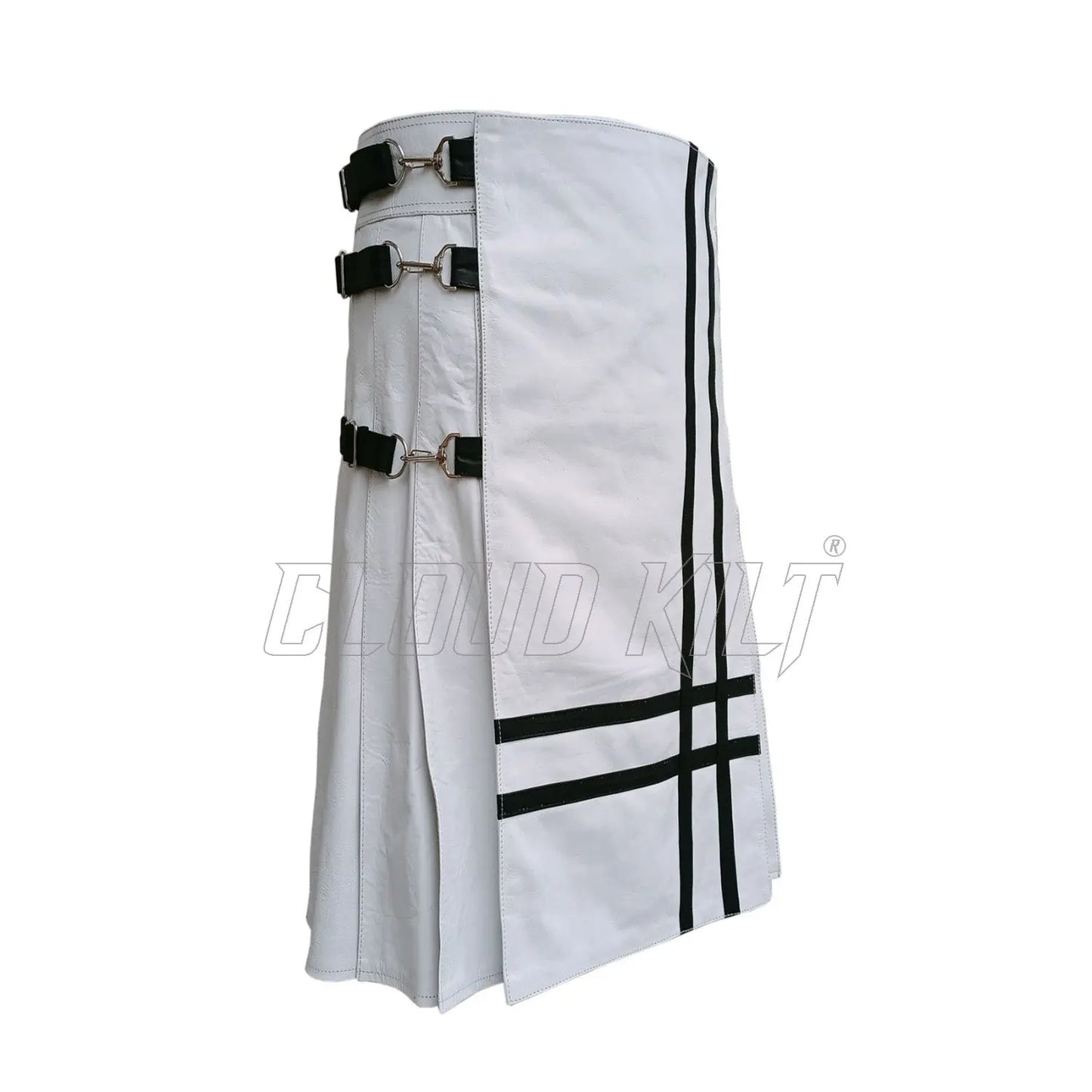 White Cow Leather Utility Kilt Without Pocket CLOUD KILT