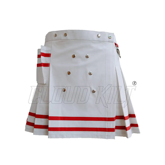 White With Red Women Fashion Kilt CLOUD KILT