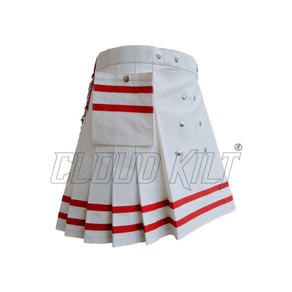 White With Red Women Fashion Kilt CLOUD KILT